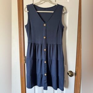 Navy Button-Down Sleeveless Dress